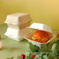 Biodegradable Rectangle Tableware Sugarcane Biodegradable Bagasse Hamburger Takeaway Box Manufactory